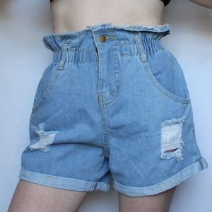 Shein Light Wash Cinched Shorts